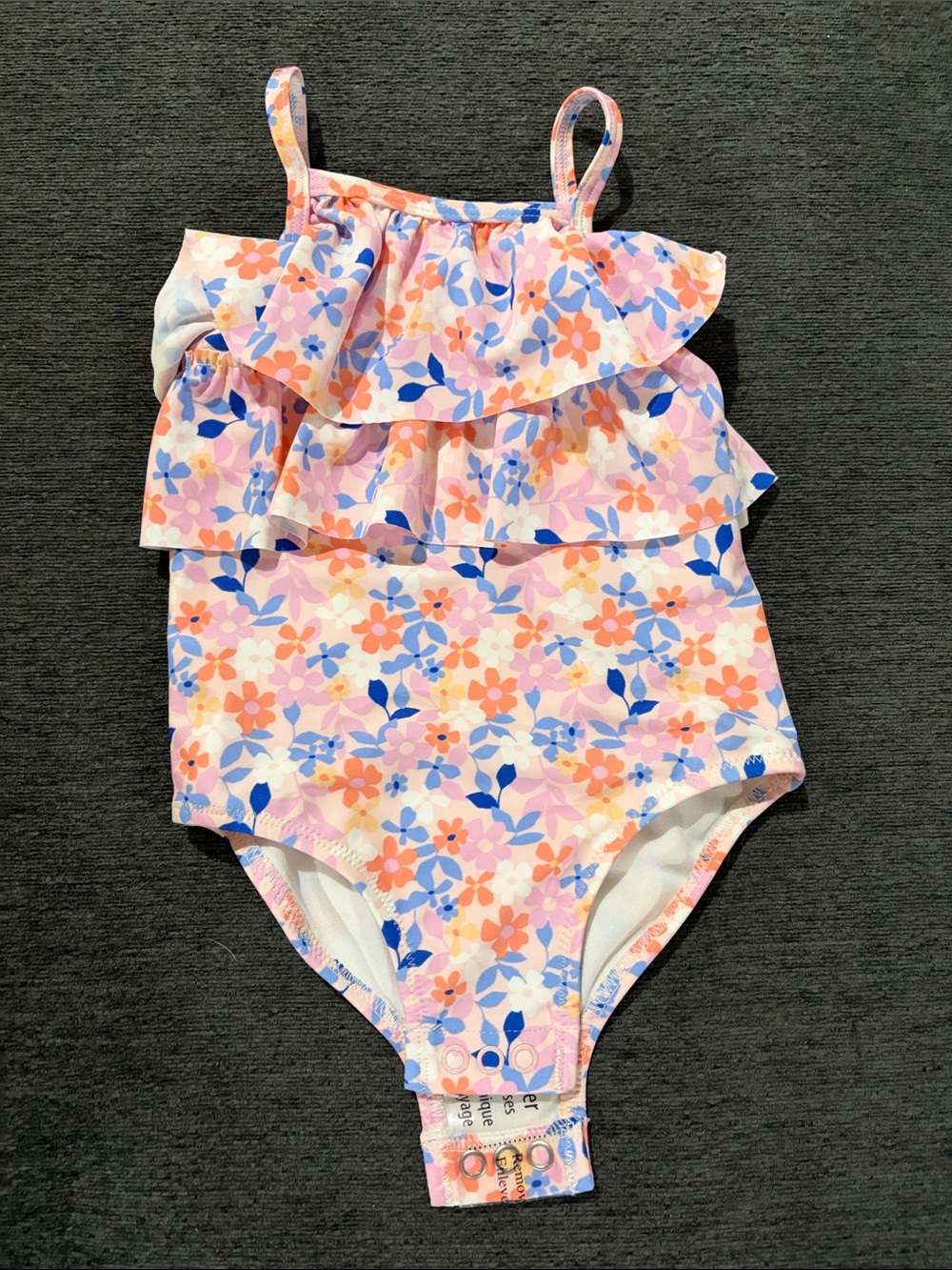 Carter's Pink Multi Floral Ruffle One-Piece Swimsuit